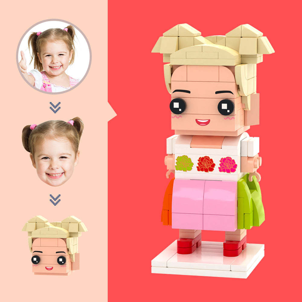 Dostosowana Spódnica Z Kwiatem Głowy Figurki Mała Zabawka Z Klocków Cząstek Konfigurowalne Prezenty Z Cegły Dla Dzieci - MyCustomBrickFigures
