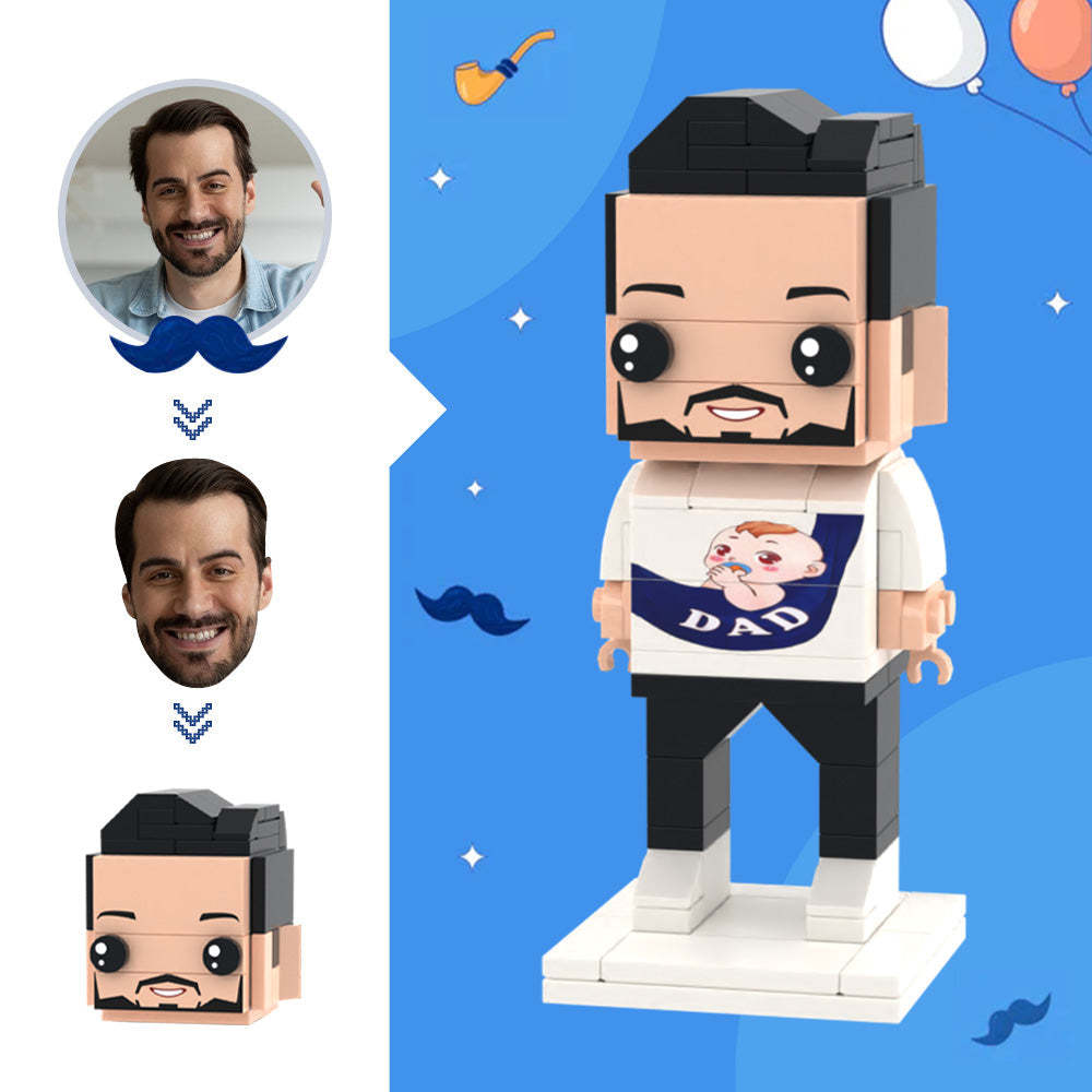 Prezenty Dla Taty Niestandardowe Figurki Z Cegieł Głowy Nowe Figurki Z Cegieł Taty Mała Zabawka Z Klocków - MyCustomBrickFigures