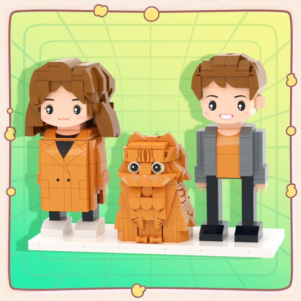 Personalizowane Figurki Z Klocków Przedstawiające Dwie Osoby, Pełne Ciała, Personalizowane Figurki Z Klocków Ze Zwierzętami, Prezent Dla Pary - MyCustomBrickFigures