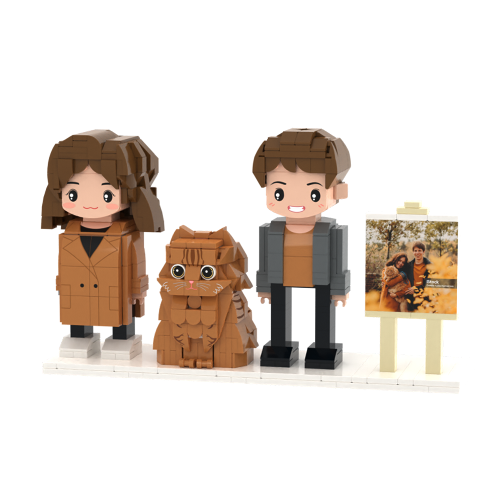 Personalizowane Figurki Z Klocków Przedstawiające Dwie Osoby, Pełne Ciała, Personalizowane Figurki Z Klocków Ze Zwierzętami, Prezent Dla Pary - MyCustomBrickFigures