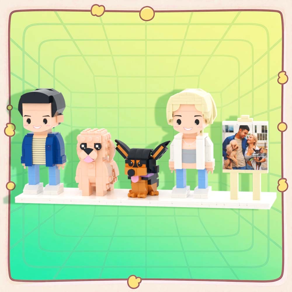Personalizowane Figurki Z Klocków Przedstawiające Dwie Osoby, Pełne Ciała, Personalizowane Figurki Z Klocków Ze Zwierzętami, Prezent Dla Pary - MyCustomBrickFigures