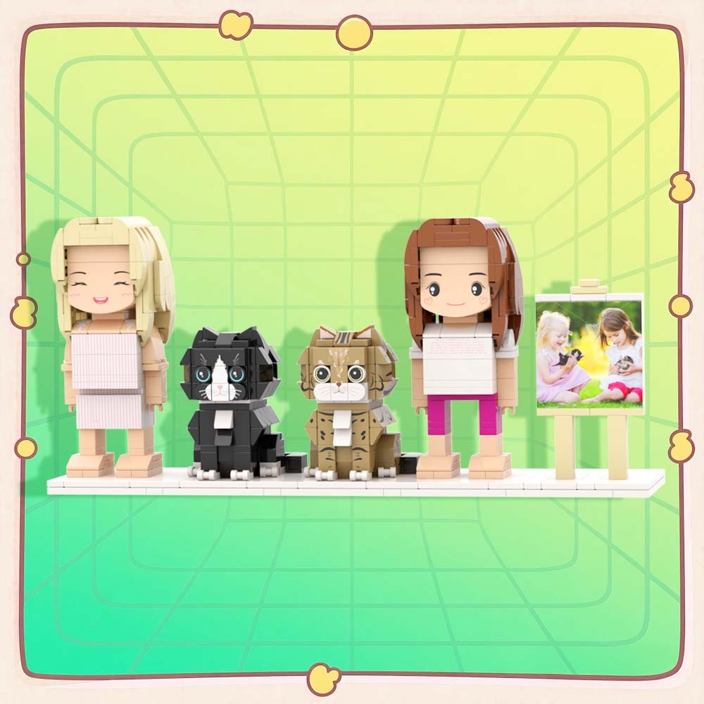 Personalizowane Figurki Z Klocków Przedstawiające Dwie Osoby, Pełne Ciała, Personalizowane Figurki Z Klocków Ze Zwierzętami, Prezent Dla Pary - MyCustomBrickFigures