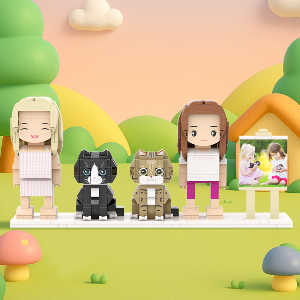 Personalizowane Figurki Z Klocków Przedstawiające Dwie Osoby, Pełne Ciała, Personalizowane Figurki Z Klocków Ze Zwierzętami, Prezent Dla Pary - MyCustomBrickFigures