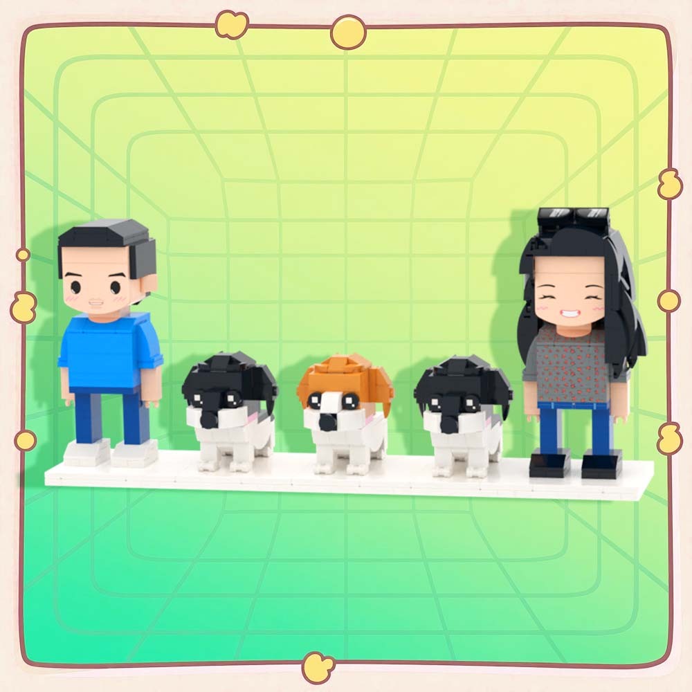 Personalizowane Figurki Z Klocków Przedstawiające Dwie Osoby, Pełne Ciała, Personalizowane Figurki Z Klocków Ze Zwierzętami, Prezent Dla Pary - MyCustomBrickFigures