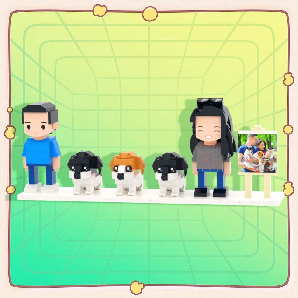 Personalizowane Figurki Z Klocków Przedstawiające Dwie Osoby, Pełne Ciała, Personalizowane Figurki Z Klocków Ze Zwierzętami, Prezent Dla Pary - MyCustomBrickFigures