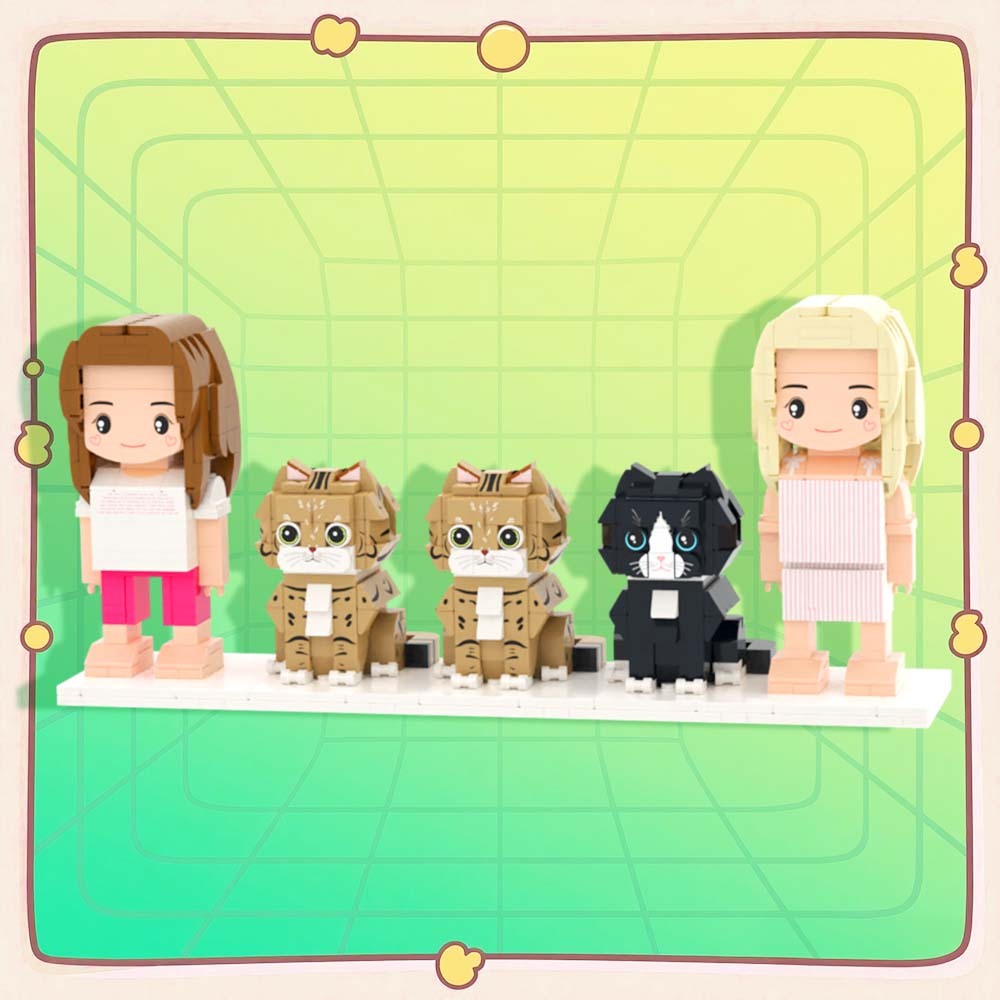 Personalizowane Figurki Z Klocków Przedstawiające Dwie Osoby, Pełne Ciała, Personalizowane Figurki Z Klocków Ze Zwierzętami, Prezent Dla Pary - MyCustomBrickFigures