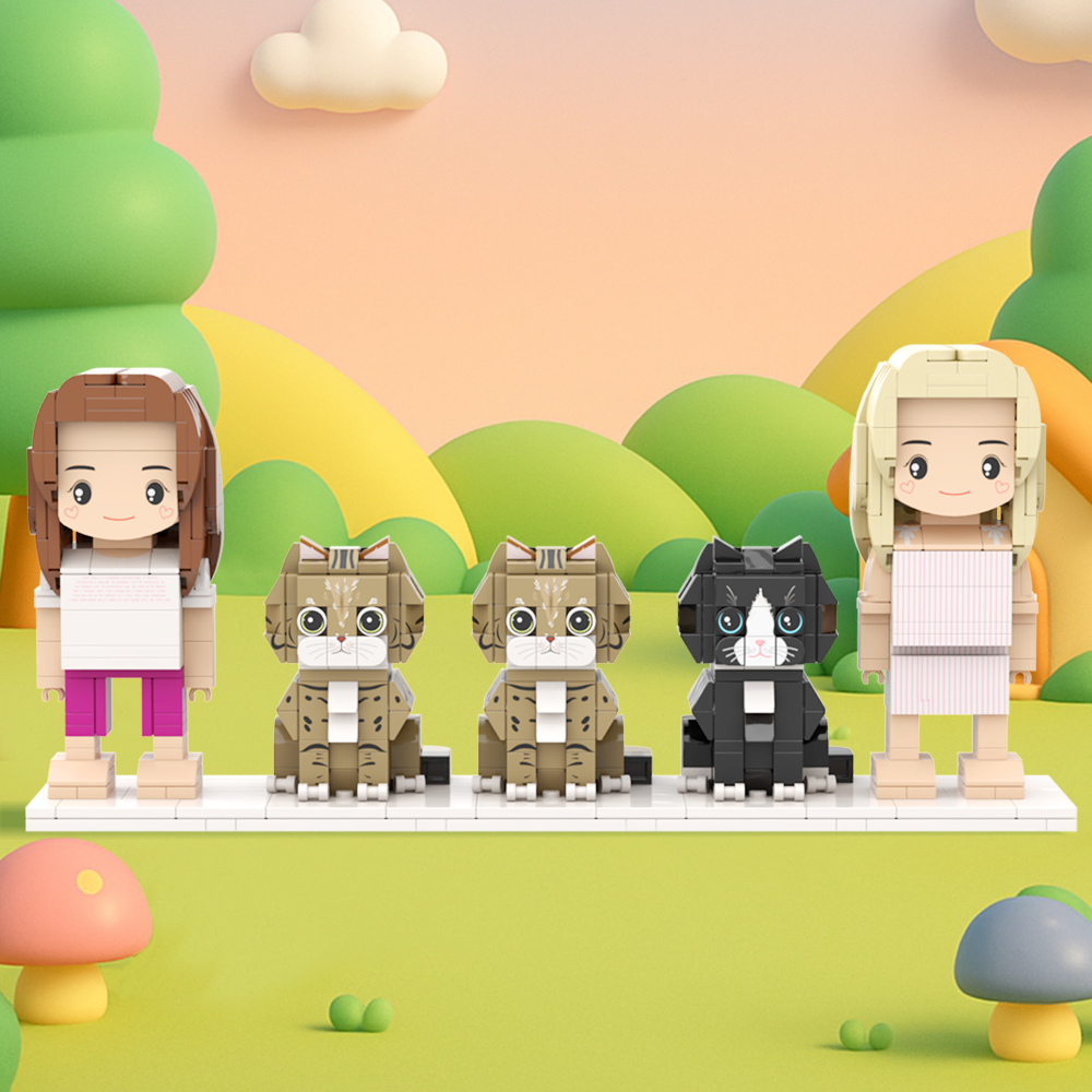 Personalizowane Figurki Z Klocków Przedstawiające Dwie Osoby, Pełne Ciała, Personalizowane Figurki Z Klocków Ze Zwierzętami, Prezent Dla Pary - MyCustomBrickFigures