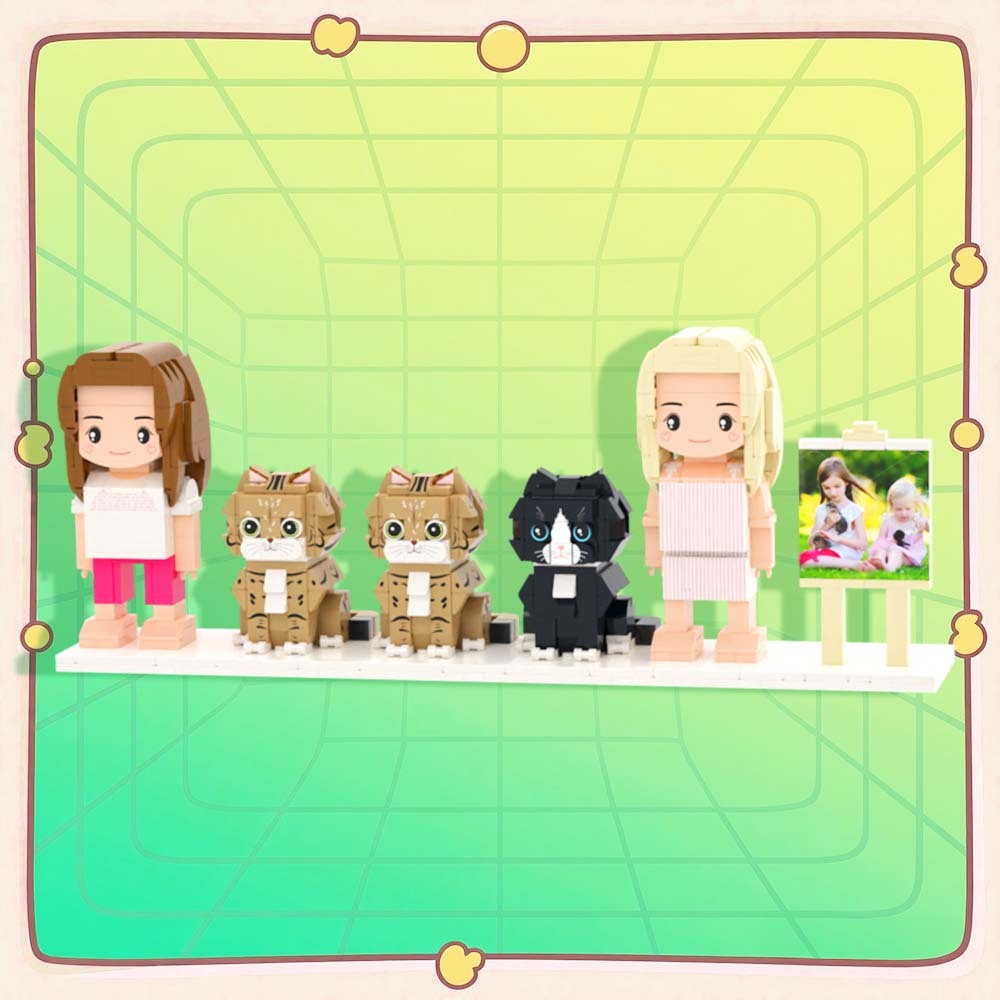 Personalizowane Figurki Z Klocków Przedstawiające Dwie Osoby, Pełne Ciała, Personalizowane Figurki Z Klocków Ze Zwierzętami, Prezent Dla Pary - MyCustomBrickFigures