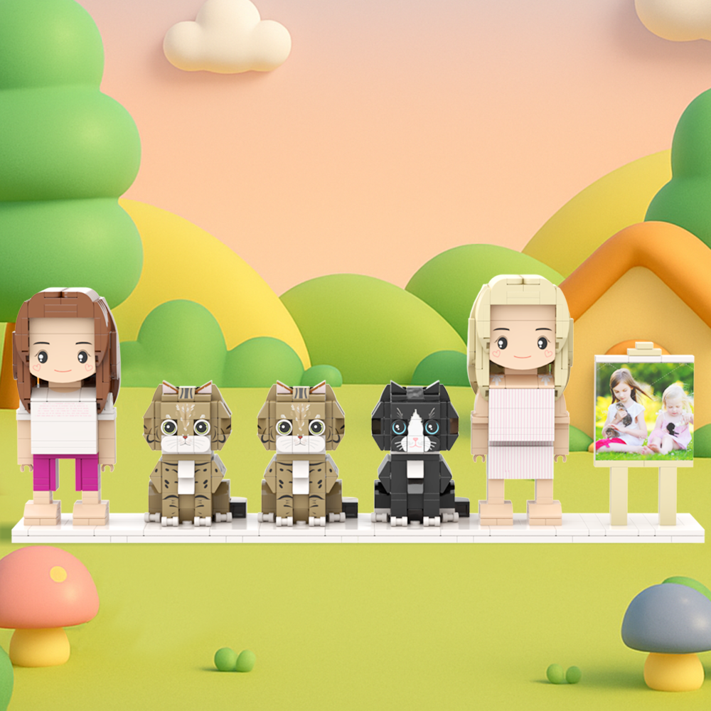 Personalizowane Figurki Z Klocków Przedstawiające Dwie Osoby, Pełne Ciała, Personalizowane Figurki Z Klocków Ze Zwierzętami, Prezent Dla Pary - MyCustomBrickFigures