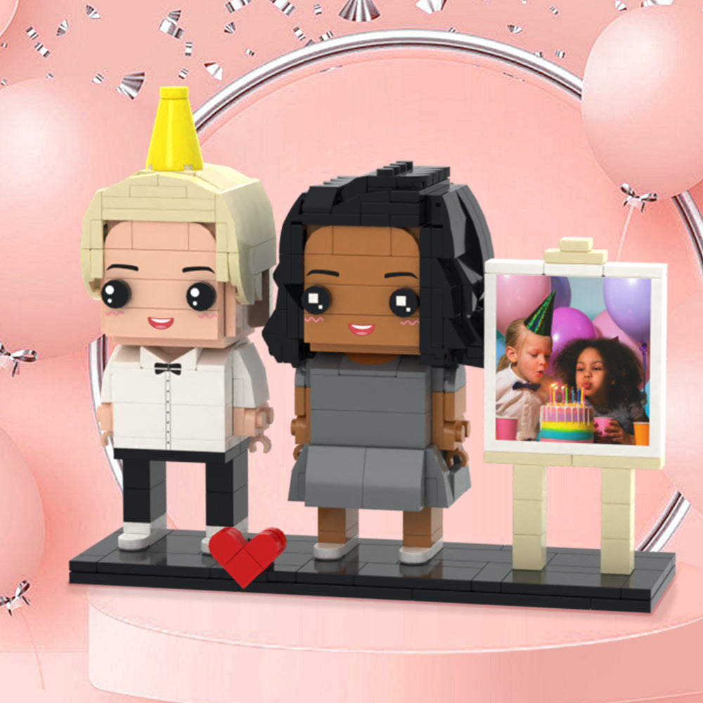 Prezenty Urodzinowe Dla Dzieci Konfigurowalna Ramka Na Zdjęcia Dla 2 Osób Niestandardowe Figurki Z Cegły Mały Blok Cząstek