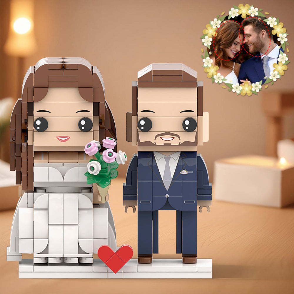 Po Prostu Powiedz „tak” Para Ślubna Ceglane Figurki Spersonalizowane Głowy Ceglane Figurki Mały Blok Cząstek Na Dzień Ślubu - MyCustomBrickFigures