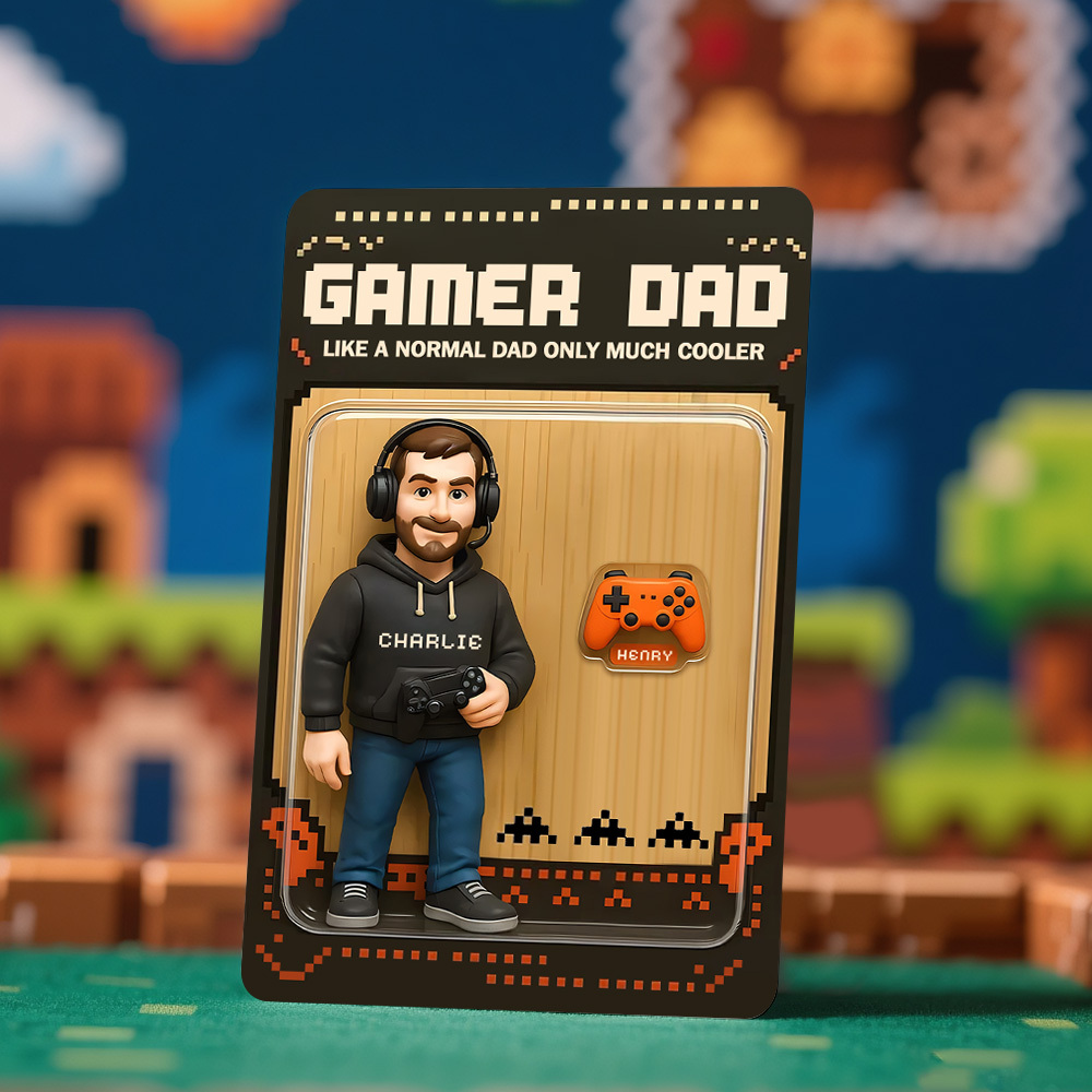 Spersonalizowana Karta Z Grą Poke Na Dzień Ojca Spersonalizowana Karta Inspirowana Grą Prezent Dla Taty Pamiątka Na Dzień Ojca - MyCustomBrickFigures