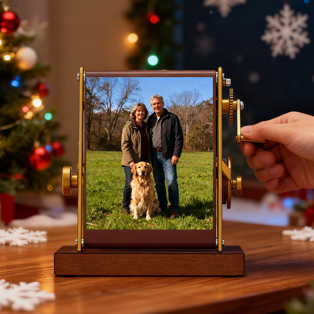 Niestandardowa Przeglądarka Zdjęć Z Korbką, Odchylana Ramka Na Zdjęcia, Spersonalizowany Prezent Świąteczny - MyCustomBrickFigures