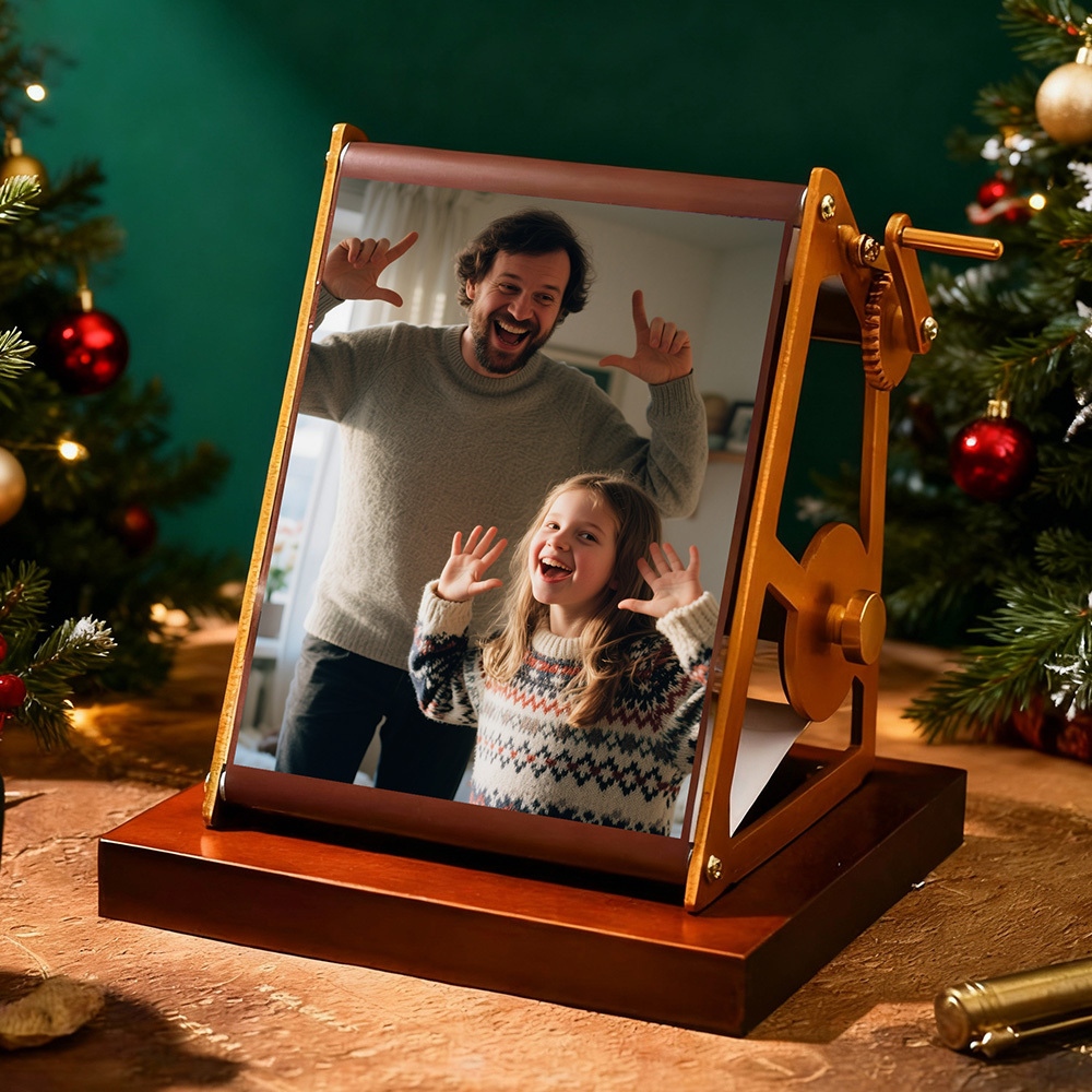 Niestandardowa Przeglądarka Zdjęć Z Korbką, Odchylana Ramka Na Zdjęcia, Spersonalizowany Prezent Świąteczny - MyCustomBrickFigures