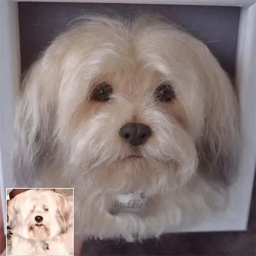 Needle Felt Dog Head in Frame, Custom Needle Felted Dog, Gift for Dog Lovers