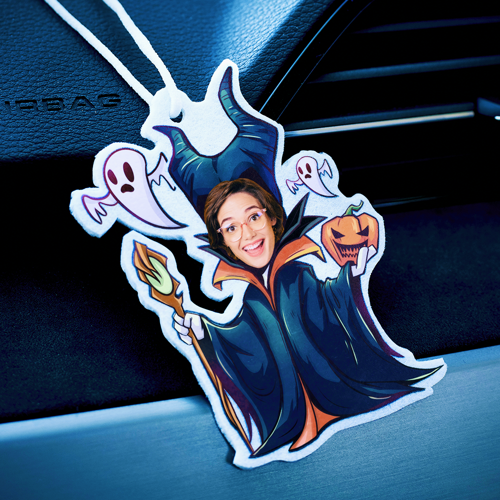 Custom Halloween Car Air Freshener Funny Rearview Mirror Ornament for Halloween Gift