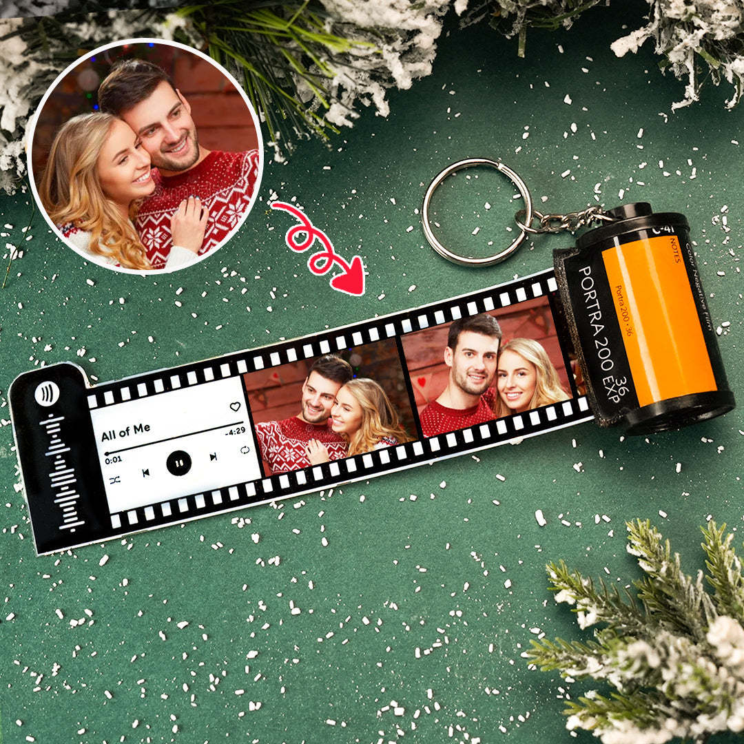 Custom Spotify Camera Roll Keychain With Text Personalized Photo Film Roll Keychain - mycustomtirecover