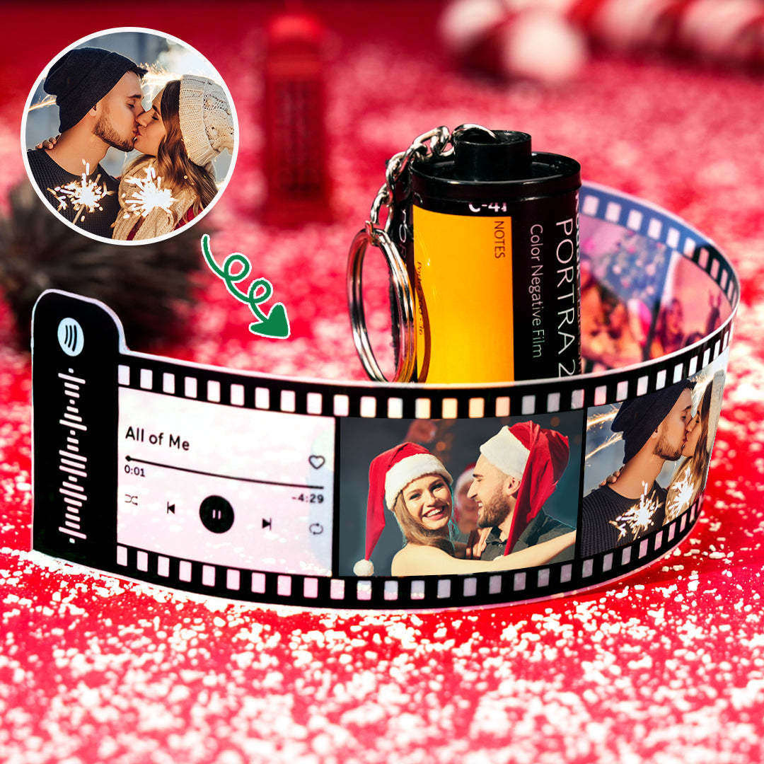 Custom Spotify Camera Roll Keychain With Text Personalized Photo Film Roll Keychain - mycustomtirecover