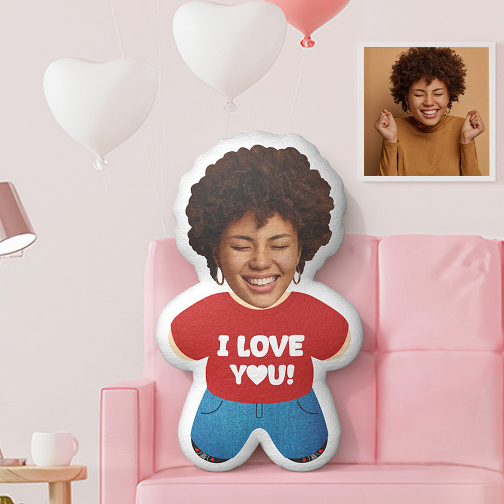 Custom Minime Throw Pillow I LOVE YOU! In Red Personalized Photo Minime Pillow