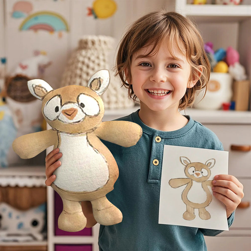 Custom Plush from Drawing, Custom and Personalized Stuffed Animal Plush 15in Gift for Children