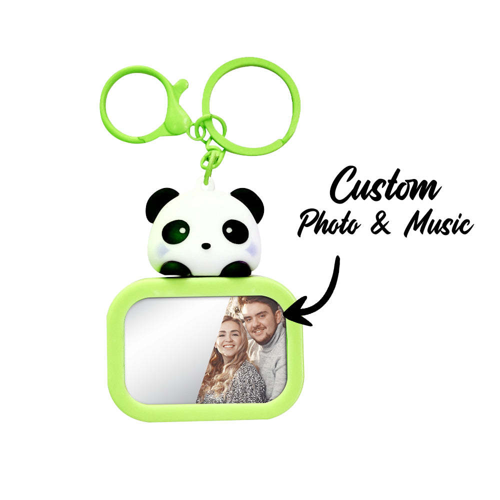 Custom Music & Photo Keychain with Light and Mirror The Perfect Personalized Christmas Gift for Couples