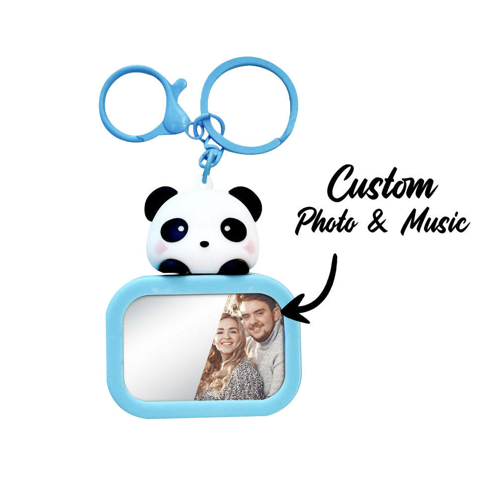 Custom Music & Photo Keychain with Light and Mirror The Perfect Personalized Christmas Gift for Couples