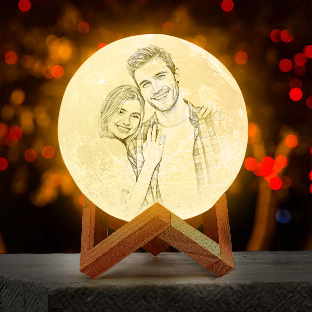 Gifts for Mum 3D Photo Moon Lamp Custom Text -  mycustomtirecover