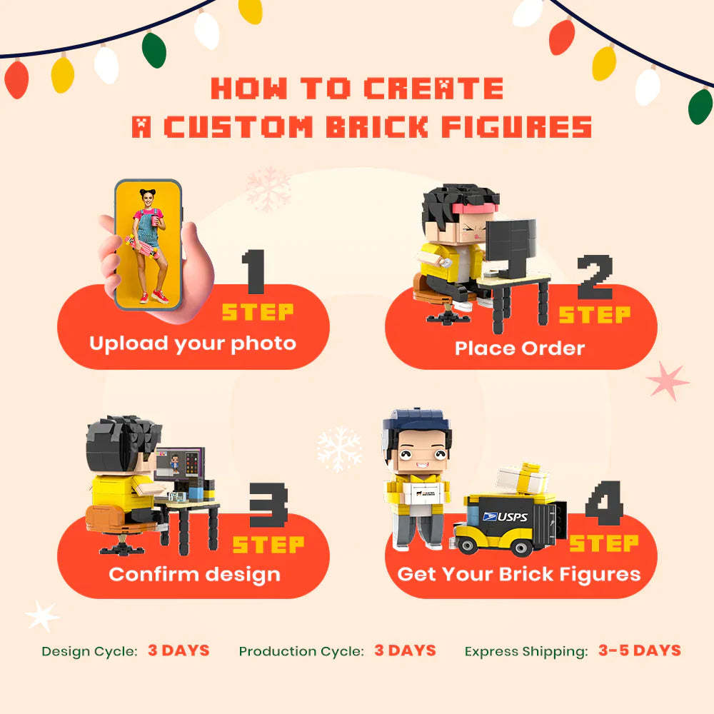 Custom Dragon-Li Brick Figures Fully Body Customizable 1 Cat Photo Small Particle Block Customized Cat Only