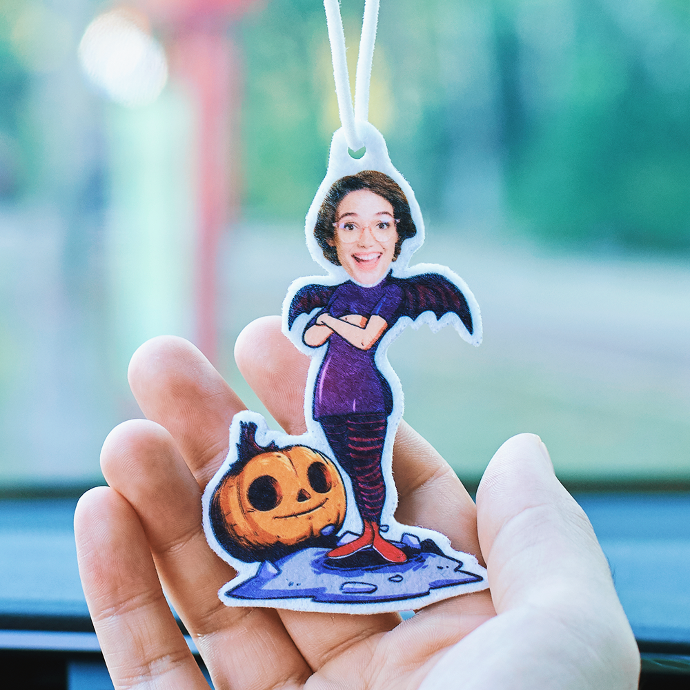 Custom Halloween Car Air Freshener Funny Rearview Mirror Ornament for Halloween Gift