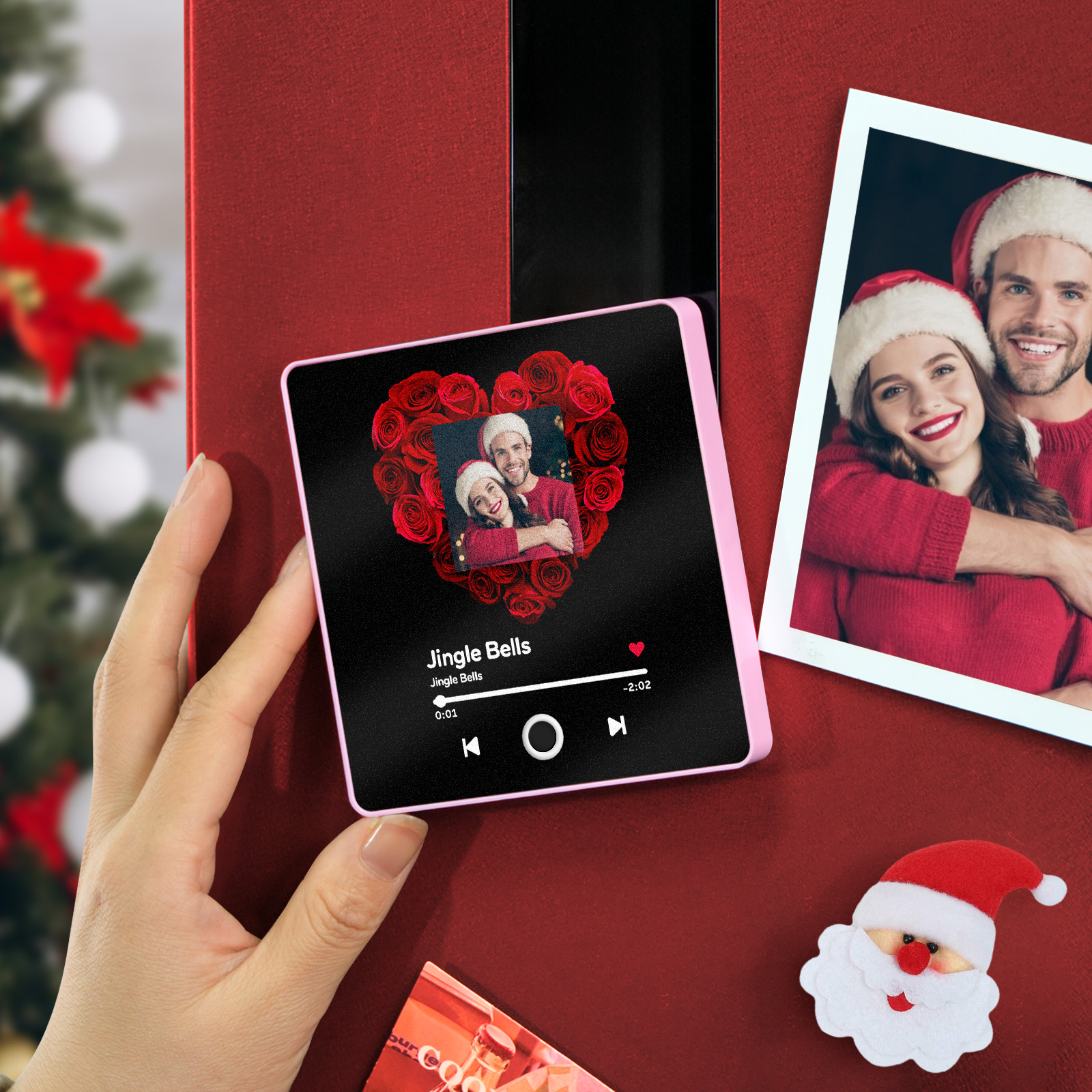 Personalized Music Fridge Magnet Can Play Music Rose Flower Customized Picture Album Fridge Magnet Christmas Gifts Ideas