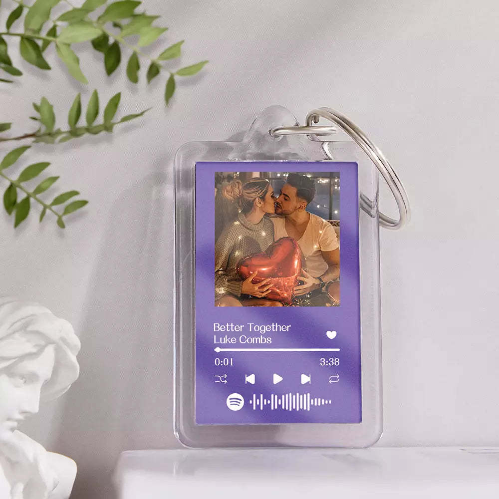 Gift For Lover Custom Spotify Glass Code Keychain 14 Colors Available - mycustomtirecover