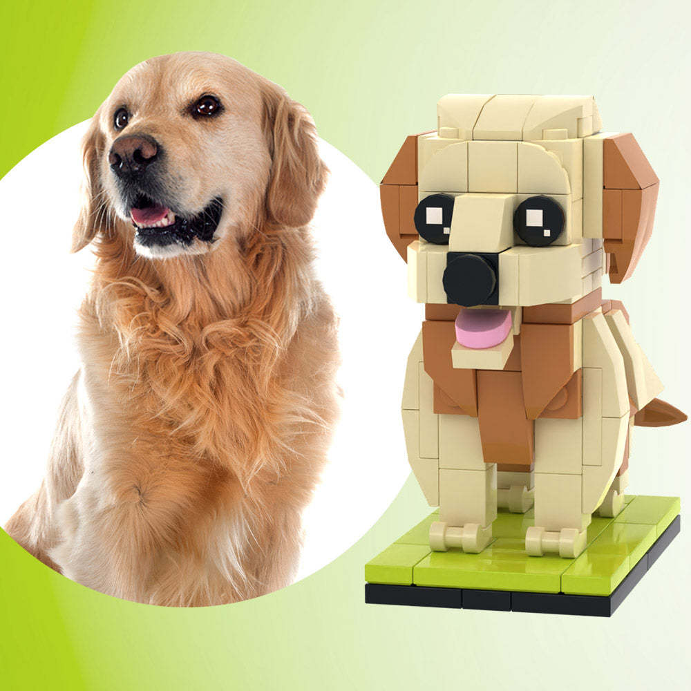 Fully Body Customizable Golden Retriever 1 Dog Photo Custom Brick Figures Small Particle Block Brick Me Figures Customized Golden Retriever Only
