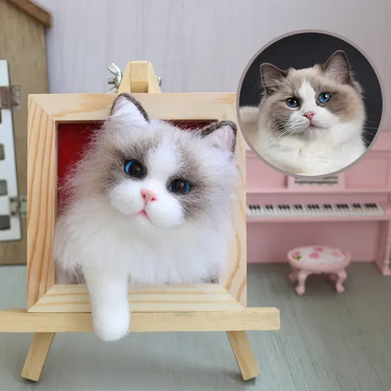 Customized Felted Cat Portrait, Perfect Decor, Gift for Pet Memorial for Cat Owners and Lovers