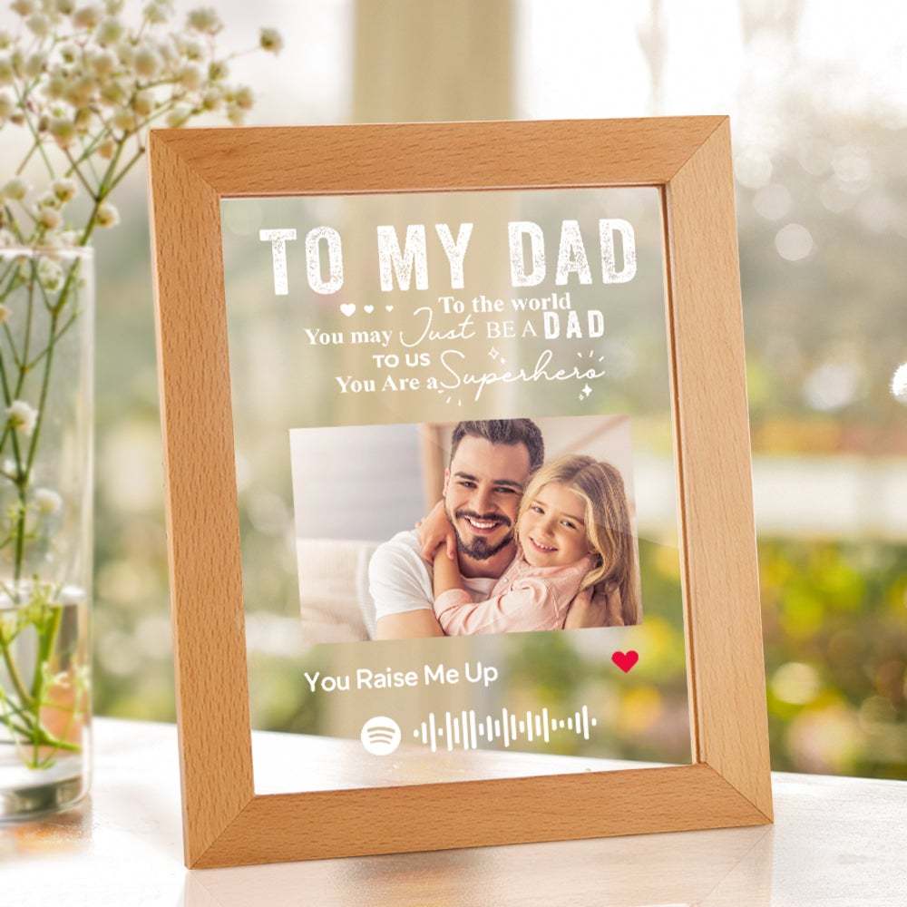 Personalized Spotify Photo Engraved Photo Frame LED Night Lamp Best Dad Ever Gift for Dad