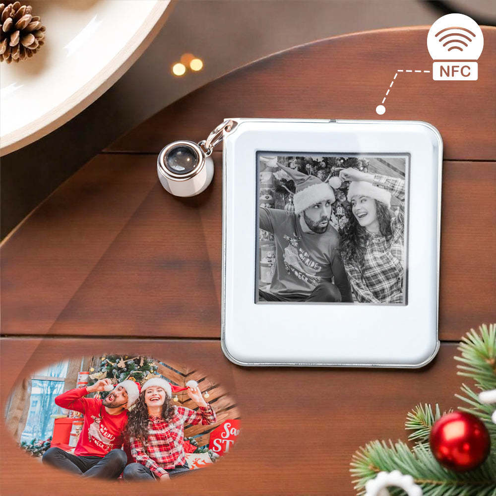 Memory Lingering Good Photo Key Chains 1.54inch NFC Powered eink Photo Shifting Key Chains Best Christmas Gift Ever