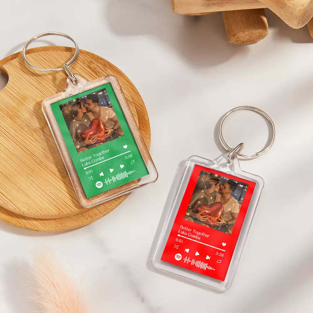 Gift For Lover Custom Spotify Glass Code Keychain 14 Colors Available - mycustomtirecover