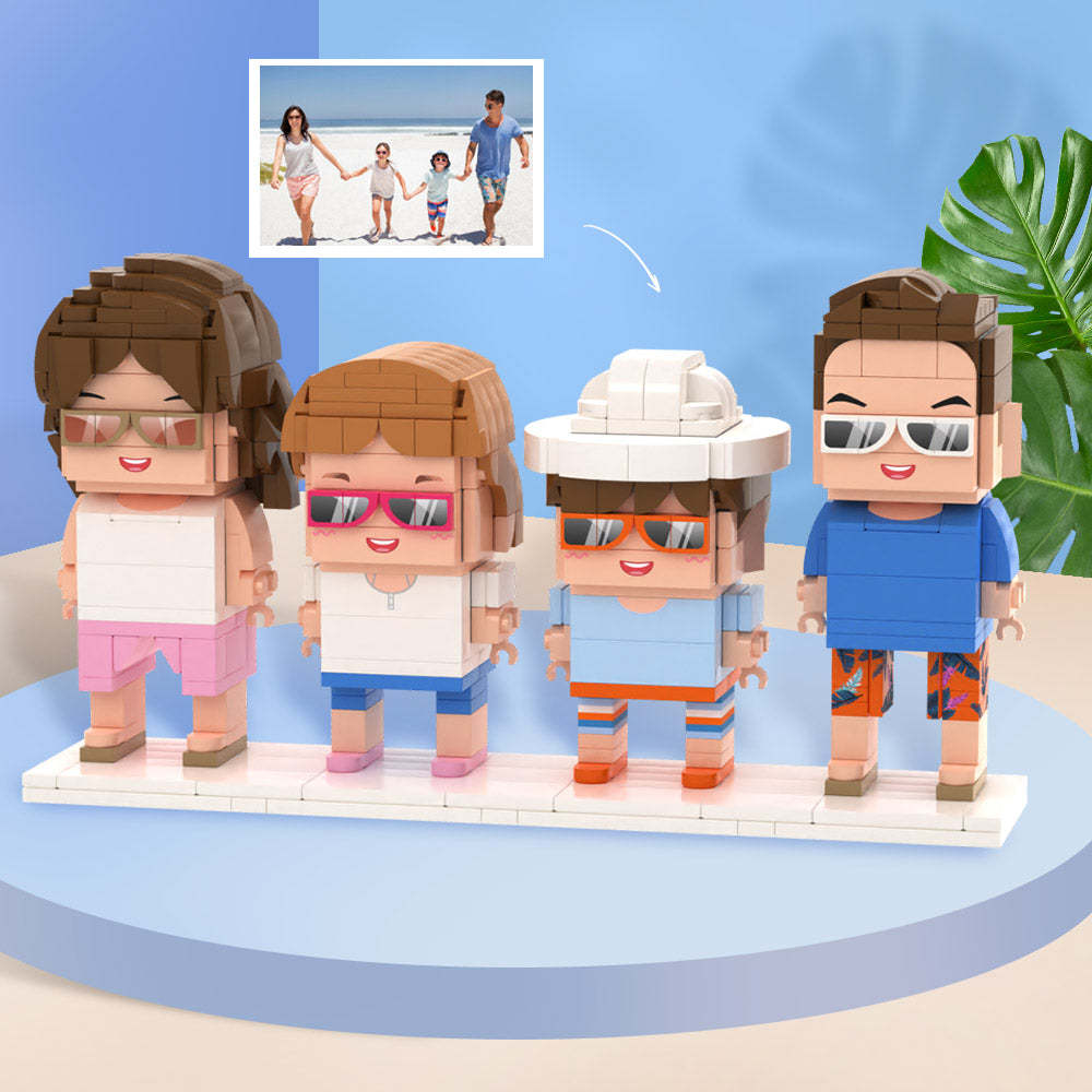 Full Body Customizable 4 People Custom Brick Figures Small Particle Block