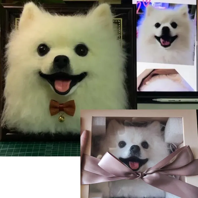 Custom Needle Felted Dog Portrait in Framed