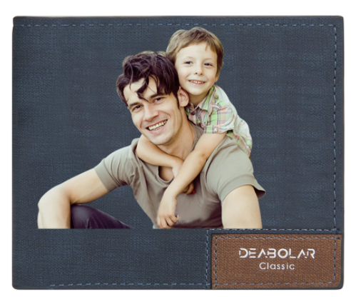 Custom Blue Leather Color Family Photo Wallet Personalized Engraved Leather Mens Wallet Best Gift for Father