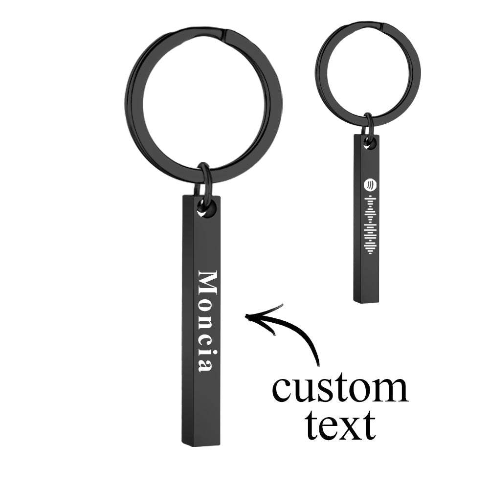 Scannable Spotify Code Keychain Custom 3D Engraved Vertical Bar Keychain Stainless Steel - mycustomtirecover