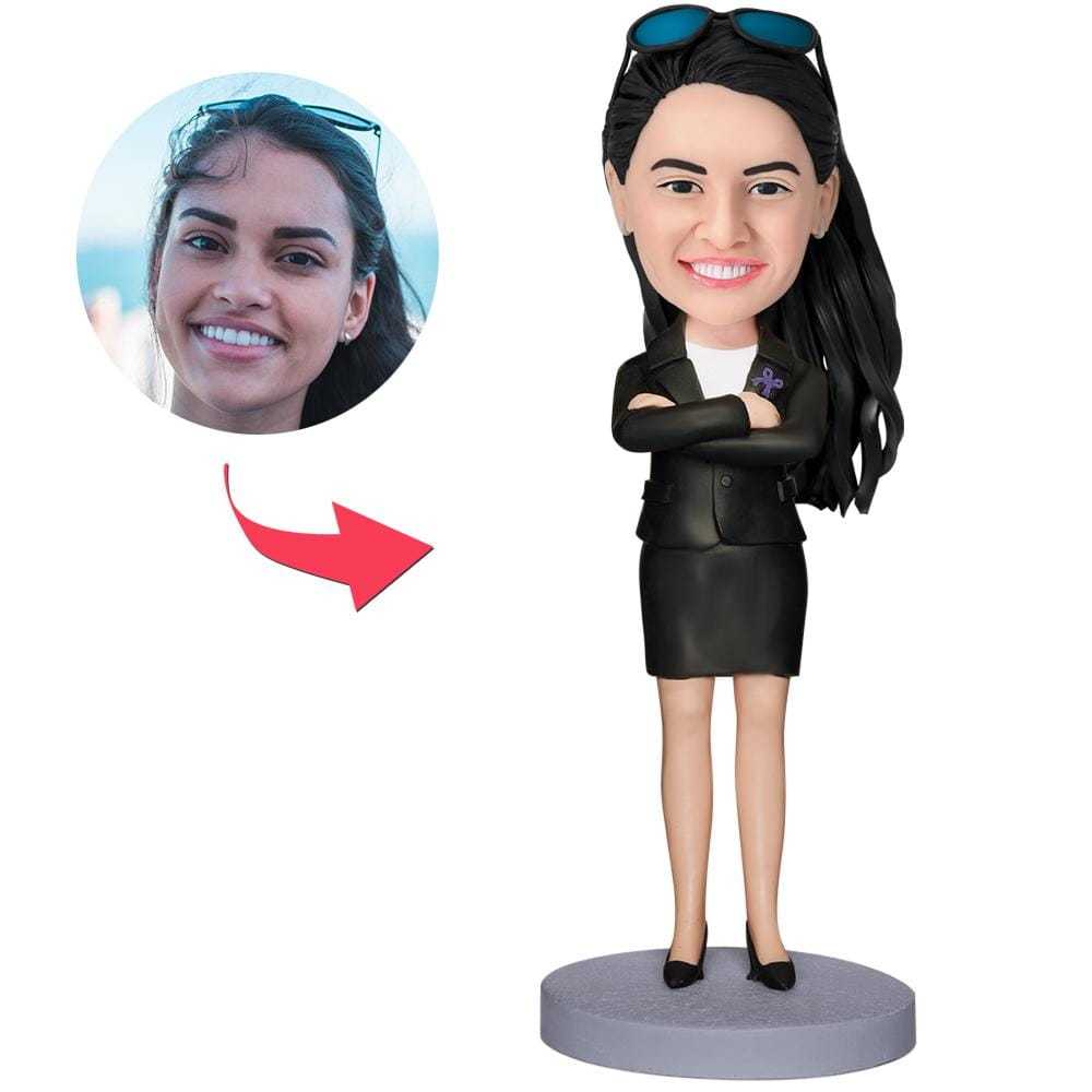 Custom Executive Woman Bobblehead With Engraved Text
