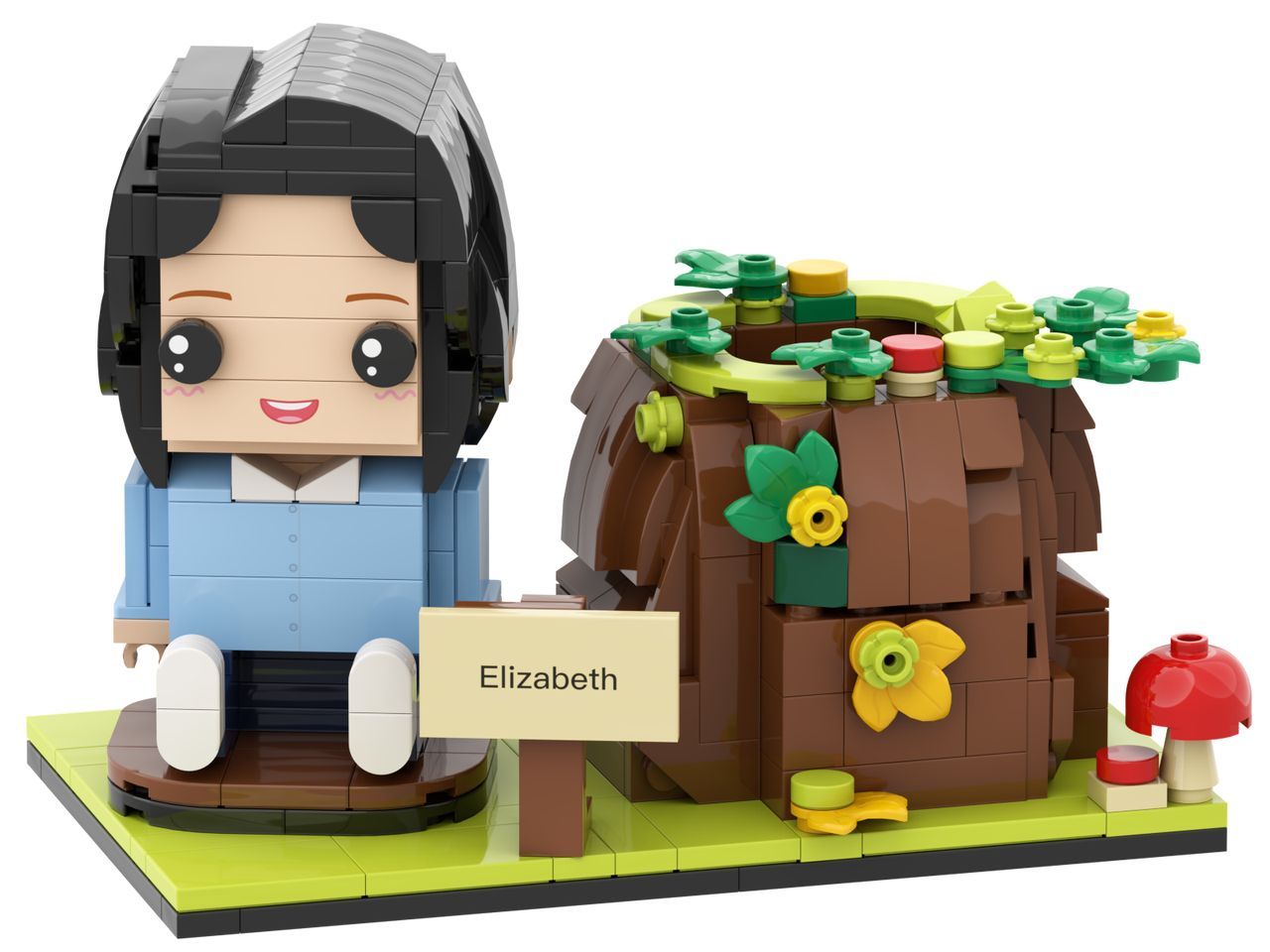 Custom Brick Figures Pen Holder Personalized Brick Figures and Pen Holder Custom Brick Figure & Tree Stump Pen Holder