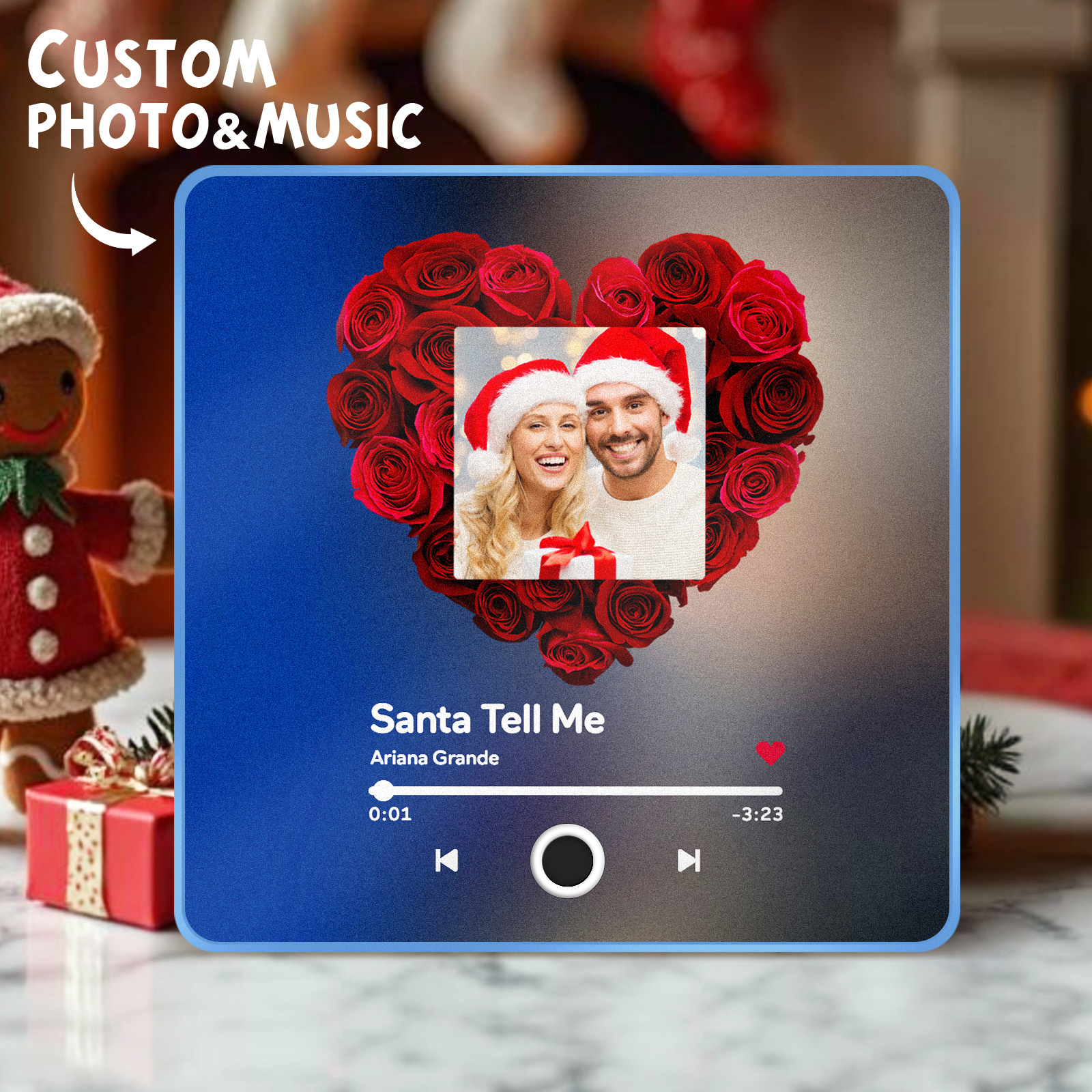 Christmas Gifts Colorful Frame Customized Picture Album Fridge Magnet Personalized Music Fridge Magnet Can Play Music Rose Flower