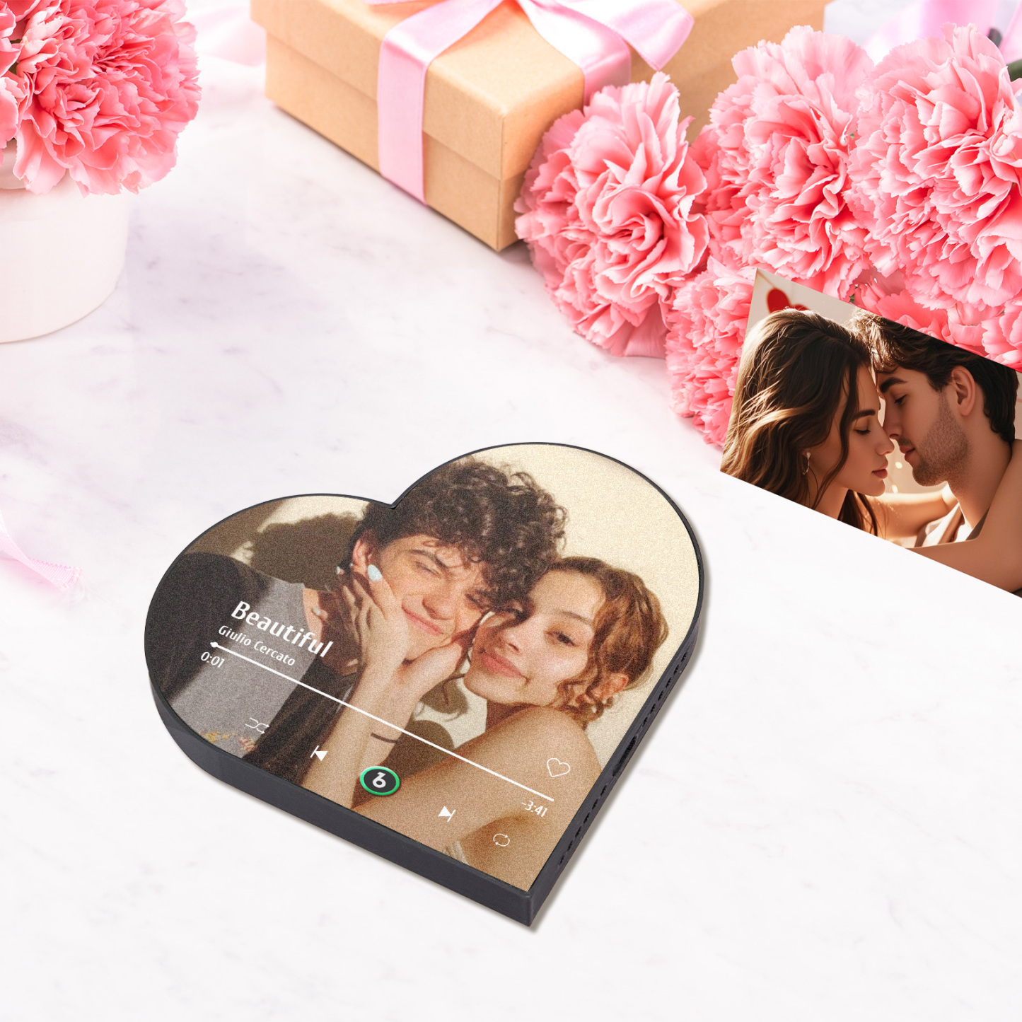 Custom Music Fridge Magnet Custom Heart Frame Album Fridge Magnet Music Wall Photo Sticker - Get Photo Blanket