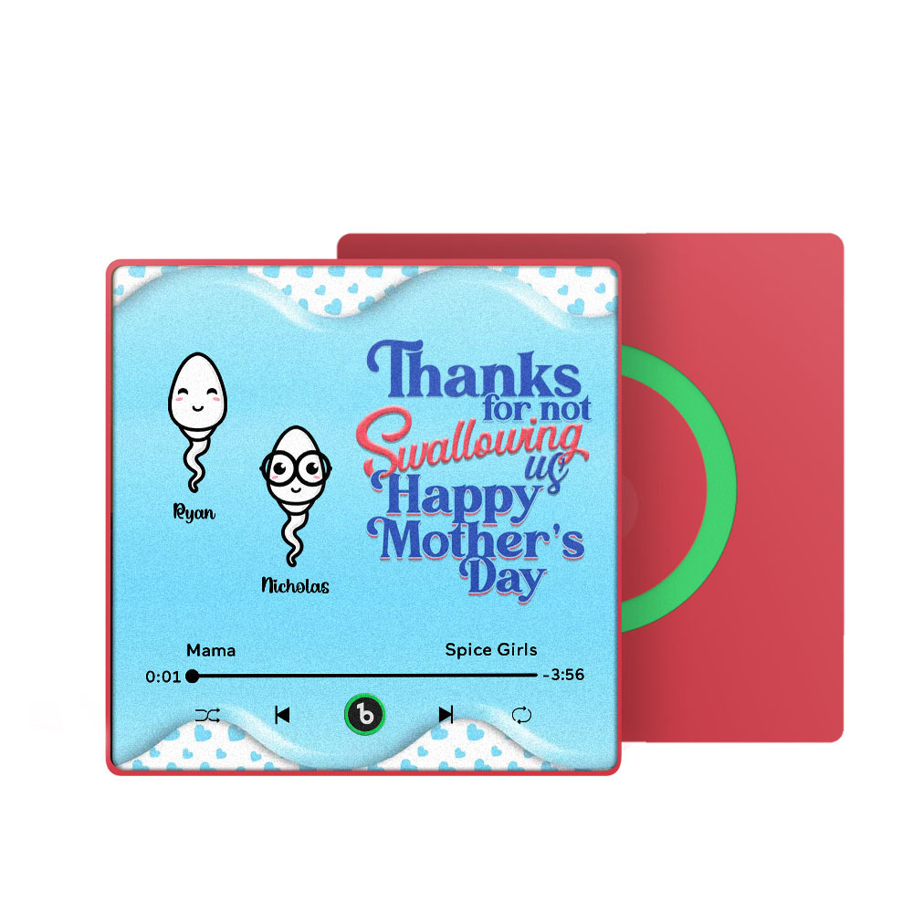 Thanks for not Swallowing Me Personalized Music Fridge Magnet, Funny Mother's Day Gift for Mom, Gift for her