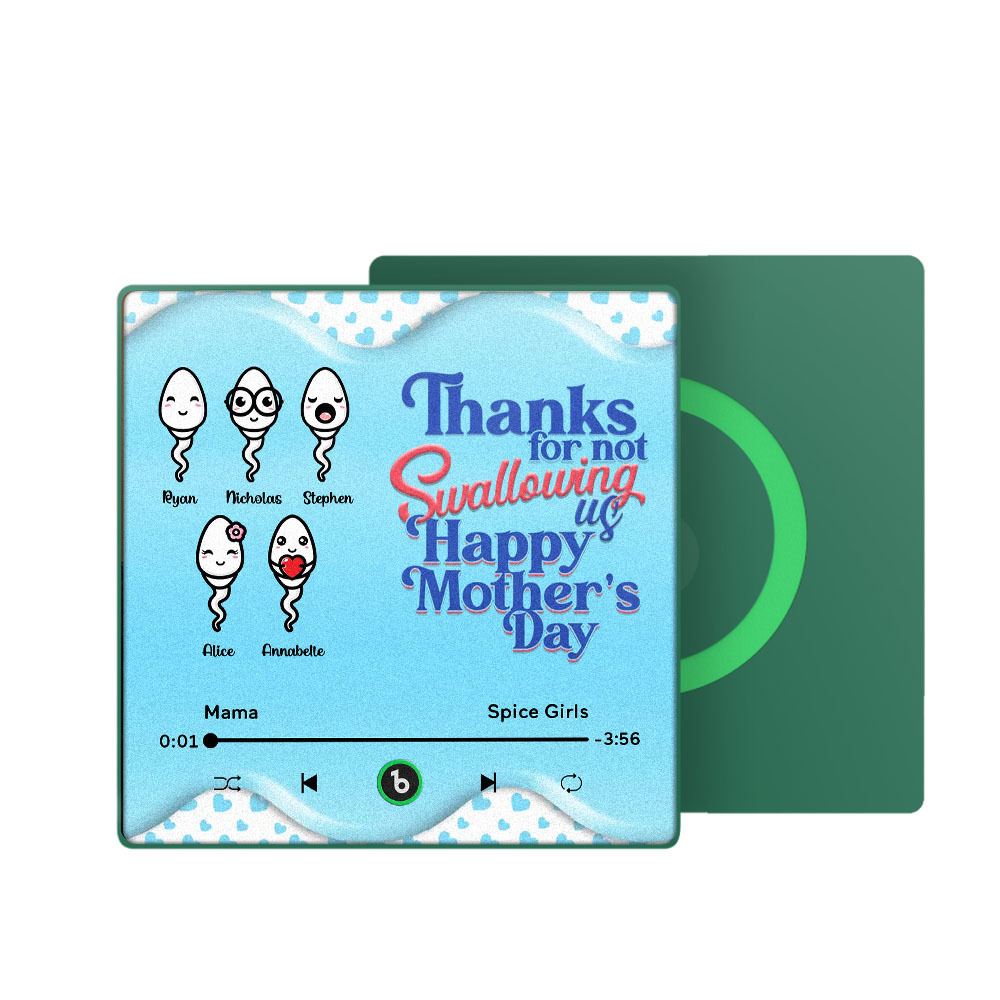 Thanks for not Swallowing Me Personalized Music Fridge Magnet, Funny Mother's Day Gift for Mom, Gift for her