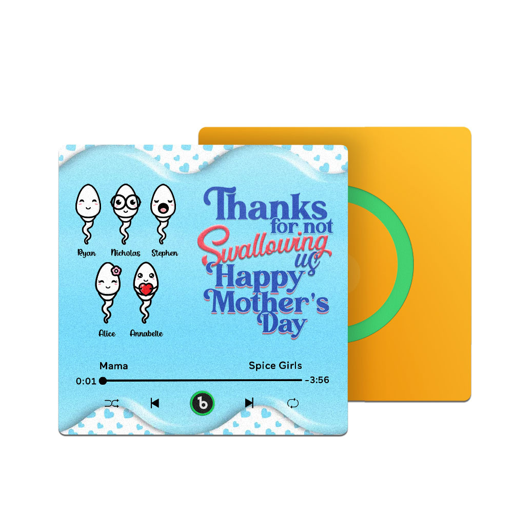 Thanks for not Swallowing Me Personalized Music Fridge Magnet, Funny Mother's Day Gift for Mom, Gift for her