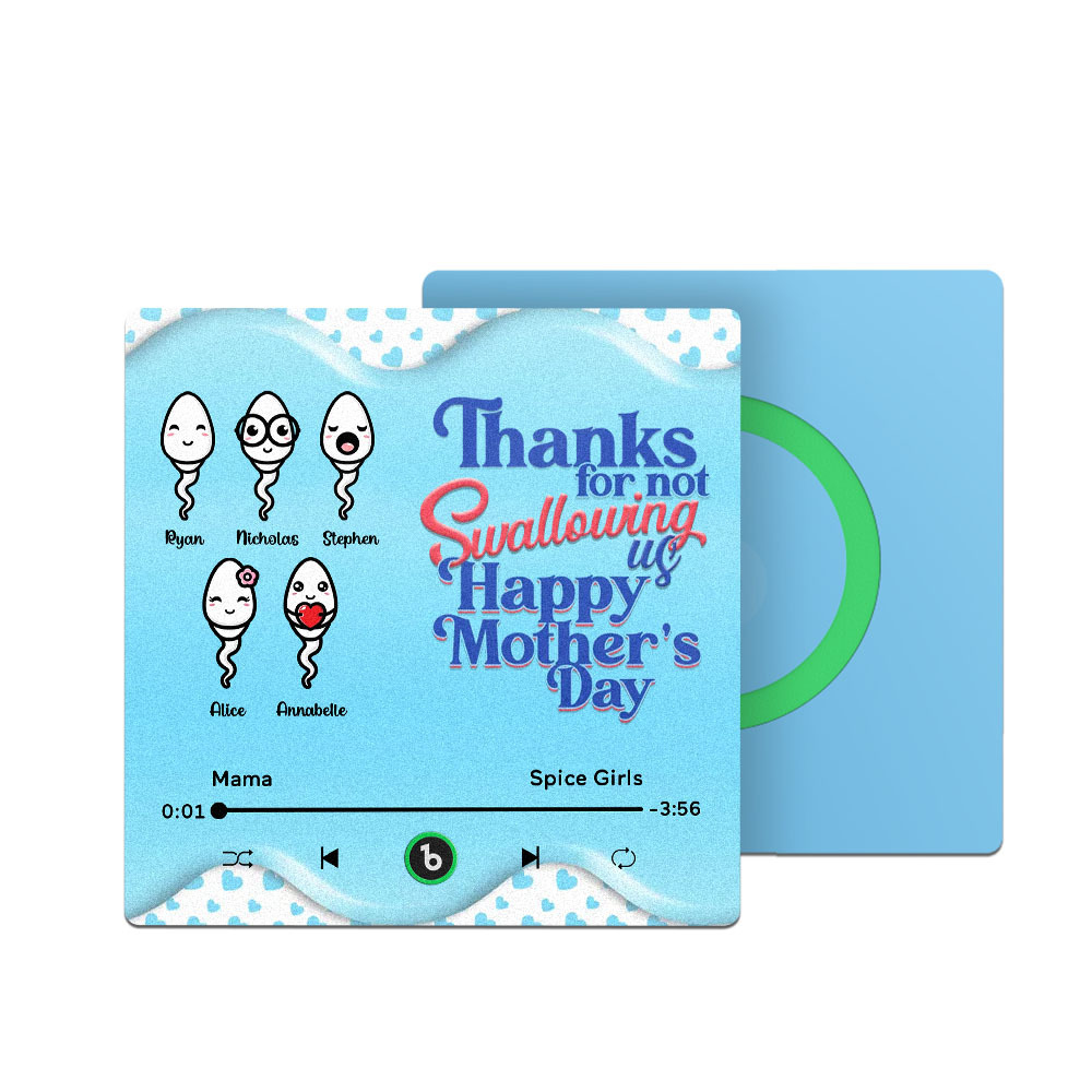 Thanks for not Swallowing Me Personalized Music Fridge Magnet, Funny Mother's Day Gift for Mom, Gift for her