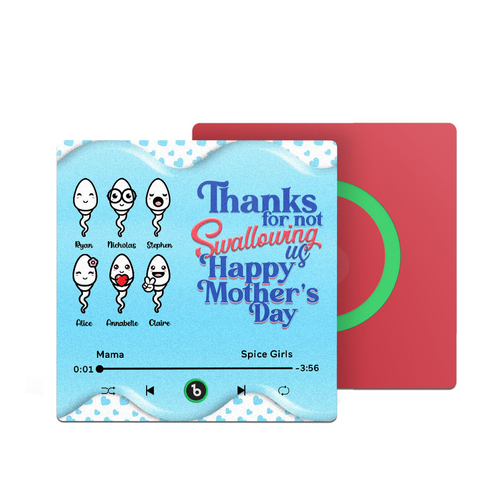 Thanks for not Swallowing Me Personalized Music Fridge Magnet, Funny Mother's Day Gift for Mom, Gift for her