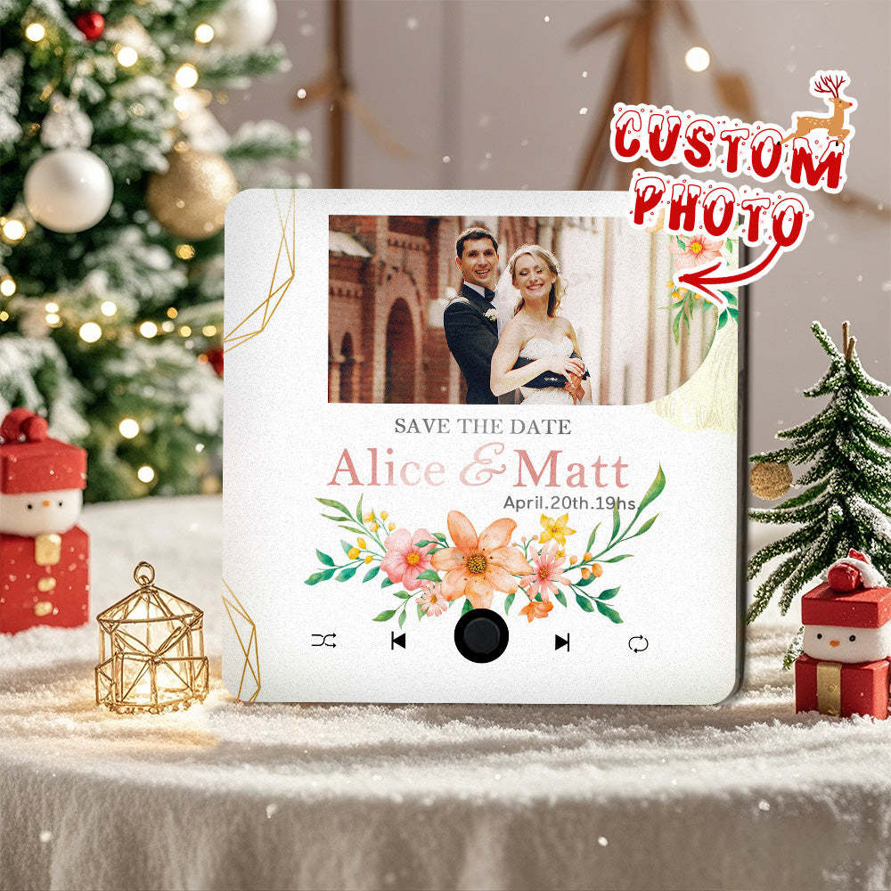 Custom Wedding Photo Music Fridge Magnet Personalized Music Magnets Can Play Songs Christmas Gift for Couples - mycustomtirecover